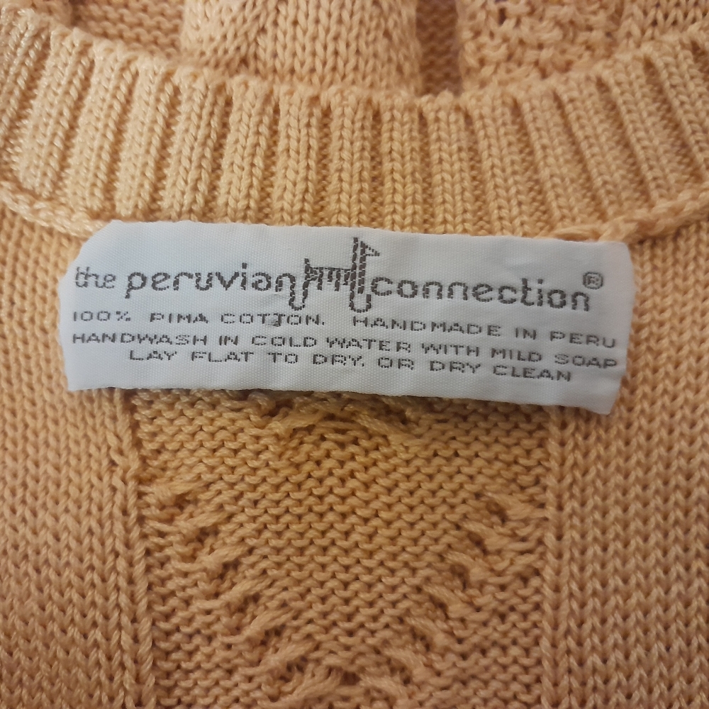 Peruvian Connection Yellow Cable Knit Sweater Dre… - image 3